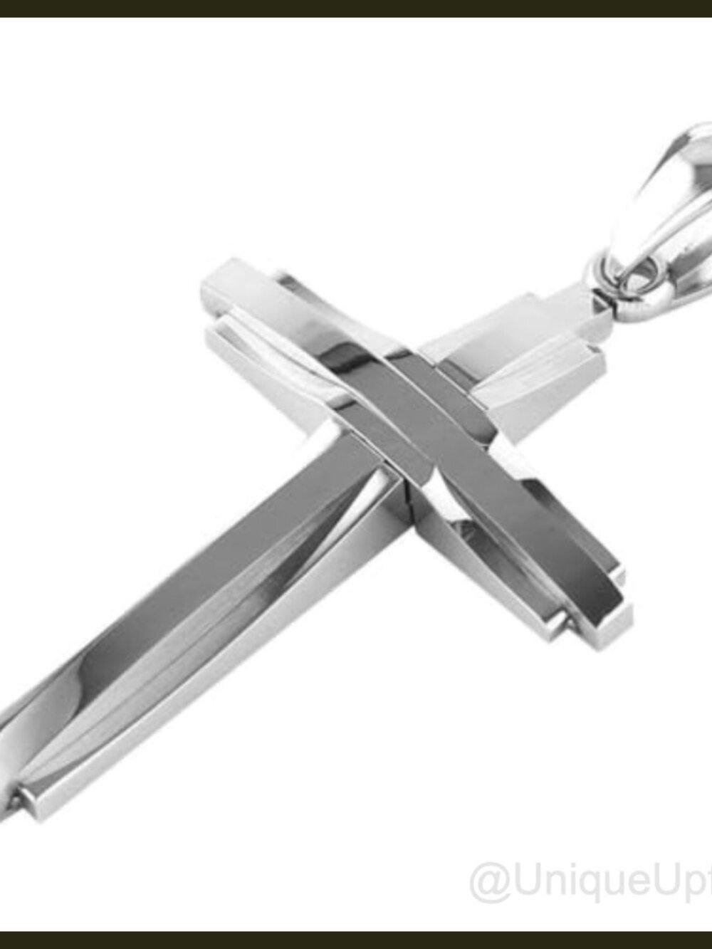 Mens Stainless Steel Polished Silver Cross Pendant Necklace 22 Inch Link Chain